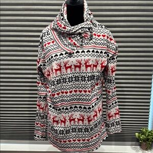 Festive Red and Black Reindeer Pattern Sweater
